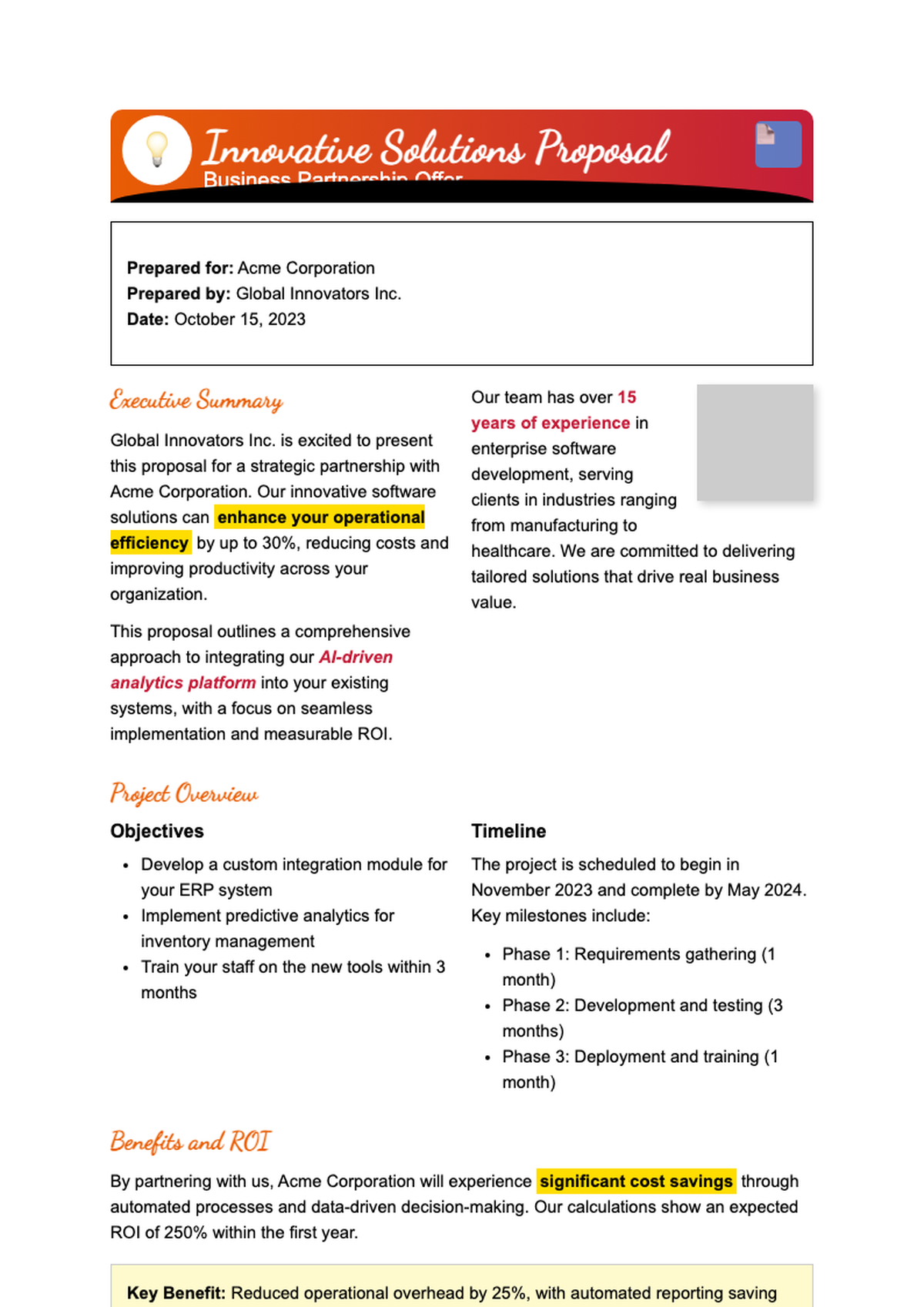 Sample business continuity services proposal with scroll prompt and template details_variant_3
